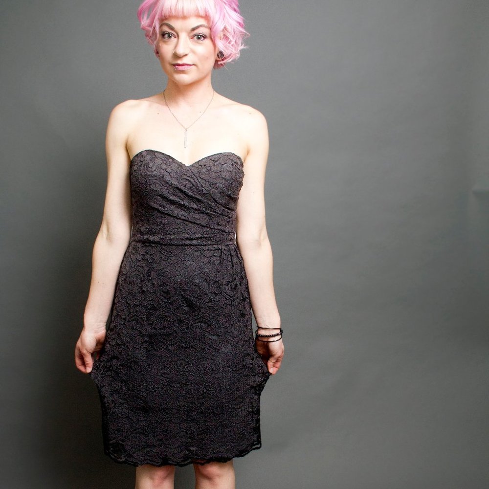 Black Lace Strapless Dress